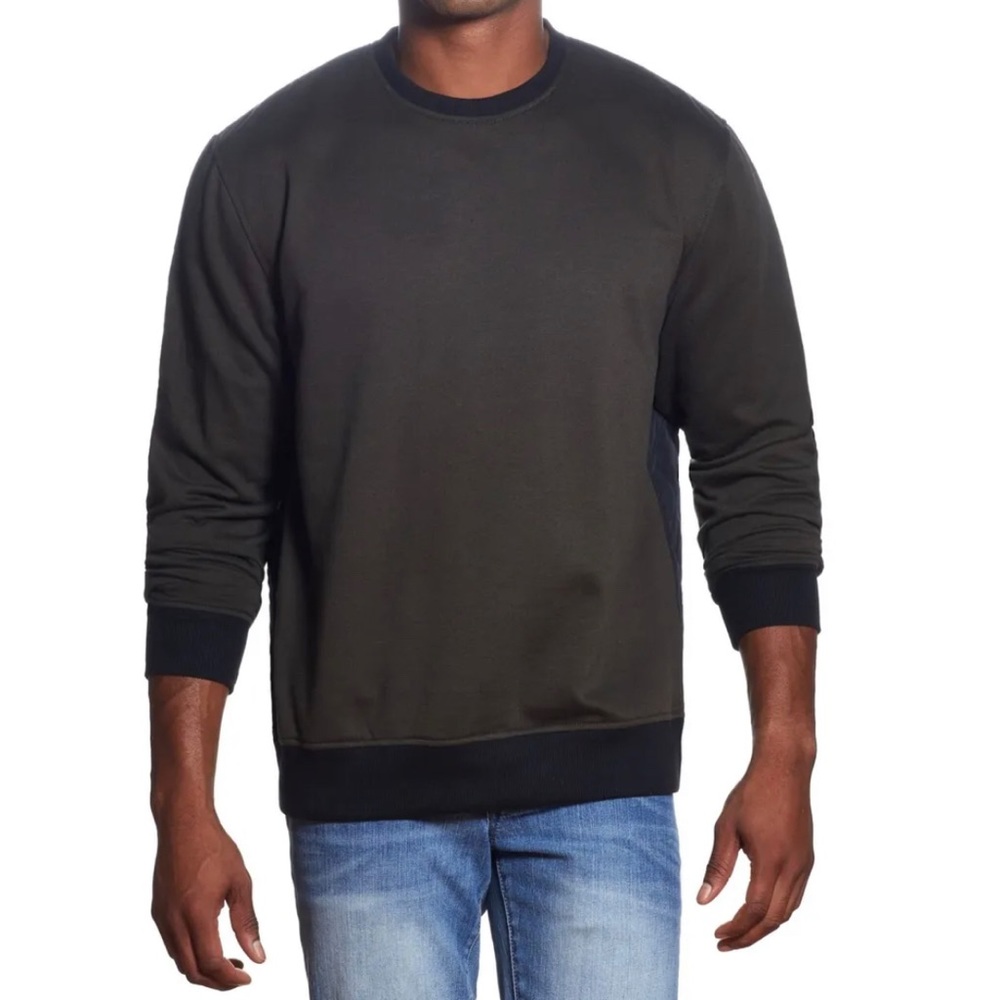 Vintage Mens Quilted Mix Media Sweatshirt Black Size M